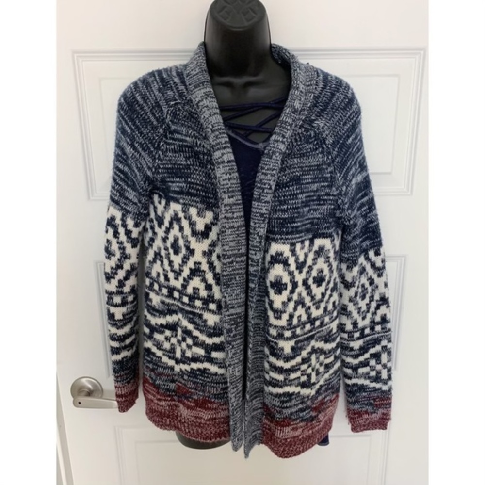 dELiA*s Blue Knit Patterned Open‎ Cardigan Sweater